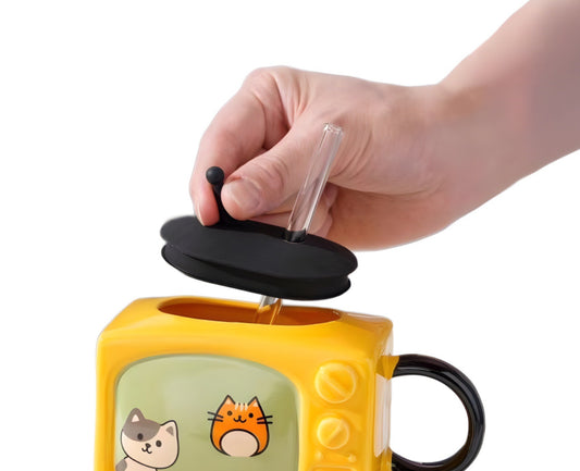 اكواب مع قصبه على شكل تلفزيون